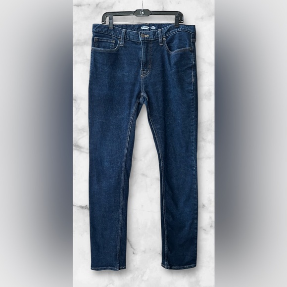 Old Navy Men’s Skinny Built in Tough Built in Flex Dark Wash Jeans Size 34/34 - Picture 2 of 9